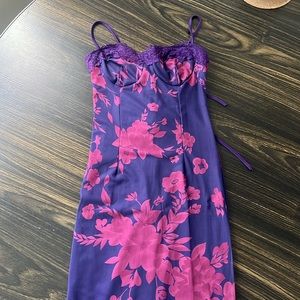 Purple Floral Midi Dress